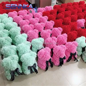 Wholesale valentine's gift high quality handmade PE artificial flower 25cm foam rose bear for valentine's day