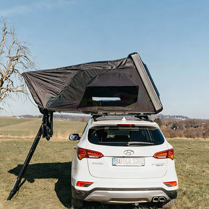 Tente de toit rigide pliable 4 saisons pour voiture 4x4 noire, tente de toit de camping imperméable en aluminium avec échelle pour voitures - Product Image 3