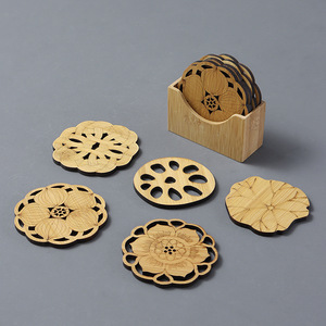 Posavasos de bambú, tapetes resistentes al calor y aislantes del calor, tapetes para té creativamente tallados inspirados en el estilo Zen, portavasos, tapetes para teteras - Product Image 1