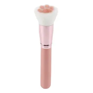 New Fashion Cat's Paw Makeup Brushes Pink Black Soft Synthetic Fiber Hair Wooden Handle Foundation Pink Blush Brush Small