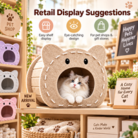 Maison pour chat en feutre personnalisée, forme visage de chat mignon, lit d'intérieur pour animaux de compagnie, grotte pour chat fermée et confortable, montage facile, vente en gros