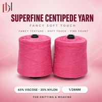 65% Viscose 35% Nylon Superfine Centipede Yarn 26NM-1 Soft Touch Fancy Texture Fancy Yarn for Knitting Weaving