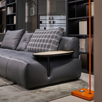 Canapé modulaire carré moderne de luxe noir au design original avec modules librement combinables, ensemble de canapés en cuir véritable