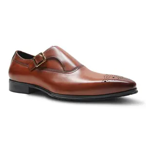 Sapatos masculinos de couro, sapatos de couro sem cadarço estilo oxford com alça de monge, calçados de lona preto para homens