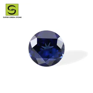 Chaoneng Gems Round Cut Lab Grown Saphir Pierres précieuses en vrac Saphir bleu synthétique Pierres précieuses