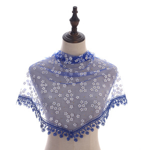 Mantille espagnole <span class=keywords><strong>blanche</strong></span> triangulaire, voile de chapelle d'église catholique, voile doux en dentelle florale en tulle, couvre-chef pour femmes, mariage - Product Image 5