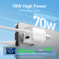 Chargeur Vention 70W GaN, compatibilité universelle, charge rapide pour ordinateur portable sans dommages