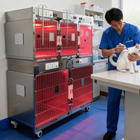 Jaula de Oxígeno Veterinaria Profesional de 5 Compartimentos con Acero Inoxidable 304 y Sistema Inteligente de Concentración de Oxígeno