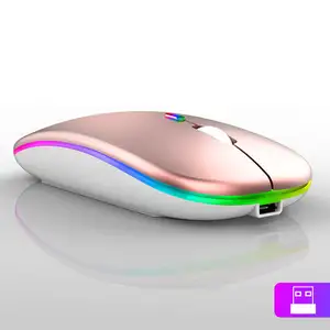 Mouse nirkabel isi ulang LED senyap ramping Mouse RGB optikal 2.4G Logo kustom 7002C