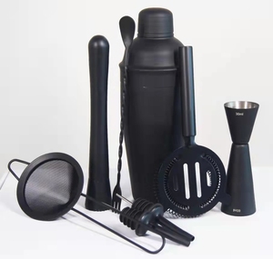Meilleures ventes 2024 YSbar ZL21120905 Shakers à cocktails en acier inoxydable noir mat, accessoires <span class=keywords><strong>de</strong></span> bar, coffret cadeau avec support en bois - Product Image 4