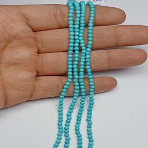 Turquesa Natural de Arizona, Estabilizada, Sleeping Beauty, Bolas Redondas Lisas de 3mm, Color Azul Gema - Product Image 1