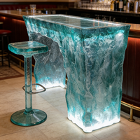 Table de bar en résine transparente, table à manger, comptoir, mobilier de luxe en cristal, hôtel, restaurant, usage commercial