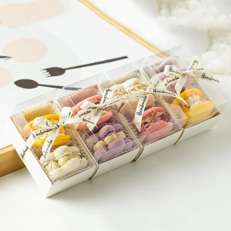 Mini boîtes transparentes de chocolat de sucrerie de catégorie comestible empaquetant la boîte de papier pour des macarons avec la fenêtre