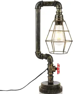 Vintage industrielle Wasserpfeife Licht Nachttisch lampe Zahnrad Radstand Steampunk Tisch lampe für lebende kreative Lichter