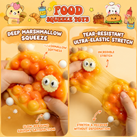 Jouet Squishy Floqué en Forme d'Aliments Frits, en TPR Souple, Fait Main, Balle à Presser DIY Mochi pour Enfants et Adultes, Anti-Stress et Apaisant pour le Bureau