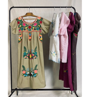 Robe brodée d'été pour femmes élégante blouse ethnique Vintage haute qualité impression vêtements mexicains chemise de fête de plage