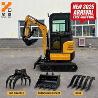 LIVRAISON GRATUITE Mini-excavatrice sur chenilles 1 tonne à cabine ouverte avec godet et trancheuse, machine agricole et de jardinage, conforme EPA