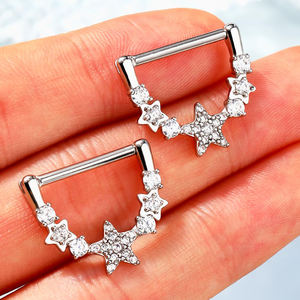 Toposh, nuevo diseño, anillo de pezón de diamante de acero inoxidable, joyería <span class=keywords><strong>Piercing</strong></span>, mariposa india, corazón, estrella, conejito, adornos, anillo para pezón - Product Image 6