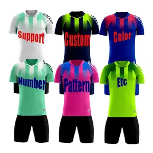 Hot Koop Quick Dry Trainingspak Kids Kits Sublimatie Gedrukt Shirt Training Sport Uniform Voetbalshirts Custom Voetbal Slijtage