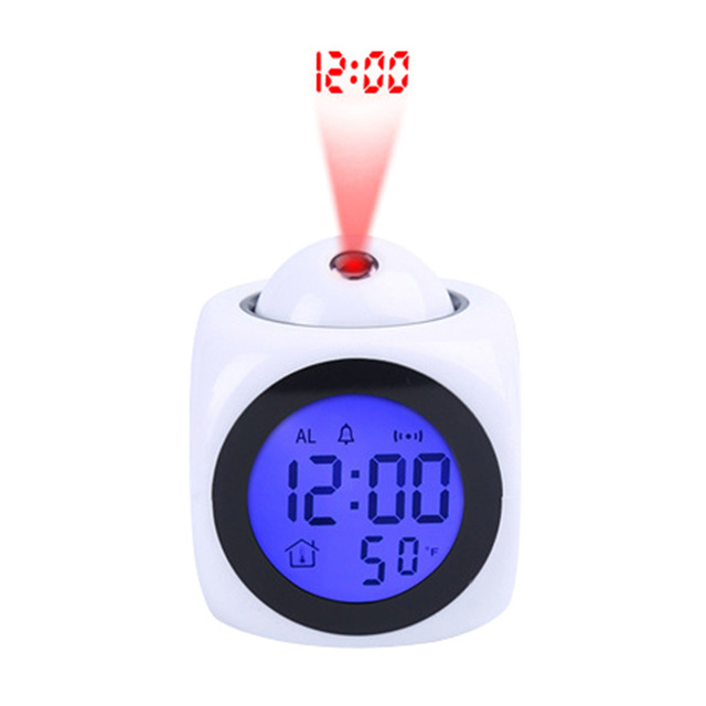 Mini Digital Projection Cube Alarm Clock Smart Digital Projector Talking Alarm Clock