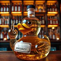 Vente en gros de mini-bouteilles de vin en verre transparent de 300 ml, style chat, pour liqueur, whisky, vin rouge, décanteur en forme de chien ou de canard