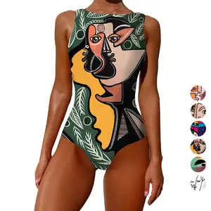 2021 Beach Wear Backless Monokini One Piece Swimsuit New Push Up Swimwear Women Vintage Retro Bathing Suits