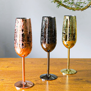 שמפניה חרוט יין זכוכית מפלדת אל חלד מלוטשת מסיבת שתייה חלילים גבוב יין למסעדה לבר - Product Image 2