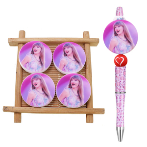 Cuentas de Silicona Personalizadas con Logotipo Impreso de Cantante Pop Femenina Taylor, Cuentas de Silicona Impresas de 30 mm para Fabricación de Bolígrafos - Product Image 1