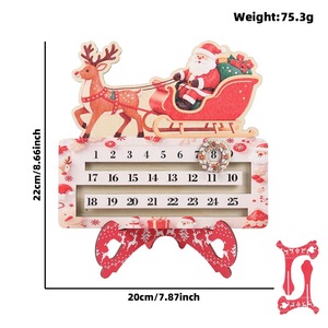 Pafu - Decoración Navideña de Madera <span class=keywords><strong>para</strong></span> Escritorio, Calendario de Adviento con Diseño de Papá Noel y Muñeco de Nieve, Regalo de Navidad - Product Image 4