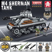 Kit de modèle de char M4 Sherman à assembler, Seconde Guerre mondiale |   Jouet de construction de véhicule blindé militaire sur chenilles |   Ensemble de blocs de construction pour enfants, cadeau