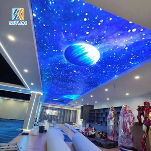 Système de plafond intérieur rectangulaire en PVC et aluminium, <span class=keywords><strong>film</strong></span> souple effet ciel nuage, membrane extensible transparente ignifuge pour caisson lumineux de centre commercial - Product Image 2
