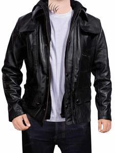 Blouson en cuir Pu lavable noir à manches longues pour homme, vêtement imperméable en coton, imperméable et durable, avec fermeture éclair, - Product Image 6