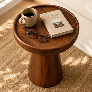 <span class=keywords><strong>Tavolino</strong></span> Moderno Rotondo in Legno Massello con Piano Rialzato 33 X 33 X 48 cm - Product Image 1