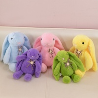 Lapin en peluche de 25 cm avec collier et fleur, mignon et doux, cadeau promotionnel de Pâques, jouet en peluche de haute qualité pour enfants