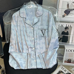 S7322F Bingshi di alta qualità con risvolto sottile <span class=keywords><strong>pantaloni</strong></span> lunghi a maniche lunghe con fiocco per <span class=keywords><strong>casa</strong></span> completo da <span class=keywords><strong>donna</strong></span> taglie forti - Product Image 4