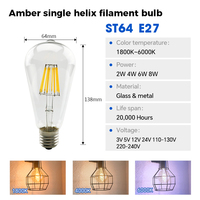 Ampoule à filament à hélice simple ambre ST64 Ampoule à filament à économie d'énergie LED E27 Works