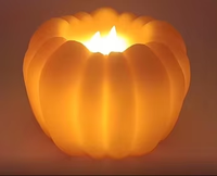 Bougie citrouille LED scintillante à 3 mèches, lumière LED sans flamme en cire de paraffine pour la décoration d'Halloween et de Thanksgiving