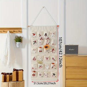 Personnalisé 24 Poches Tissu Calendrier De L'Avent De Noël Tenture Murale Avec Sacs De Rangement Ornements De Fête De Noël - Product Image 2