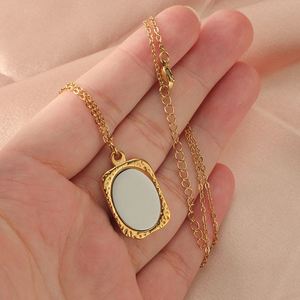Male Customize Vine Mirror 14K Gold Blank Engravable Name Necklace Stainless Steel 18K Gold Trending Jewelry - Product Image 3