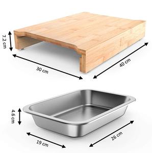Tabla de cortar de bambú natural para cocina con bandeja