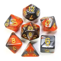 Set Dadu RPG Multi-Warna Fantasi D20 (D20 D6 D8 D10 D12 HEXAHEDRON) DND dengan Kantong Beludru - Portabel