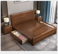 Lit en bois massif de Style chinois ingénierie unité unique moderne Simple Double personne boîte haute pression lit de rangement chambre principale
