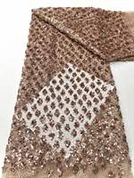 Tissu de dentelle perlée de luxe brodé de sequins, extensible, tissé, respirant, résistant à l'eau, style uni, tissu de mariée à sequins