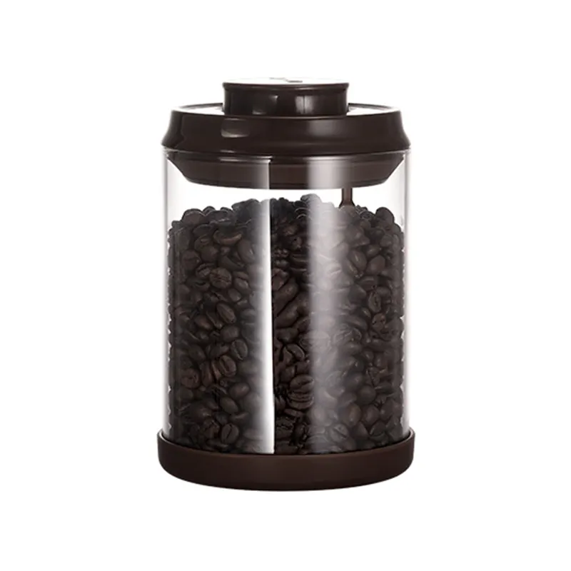 AnKou高ホウケイ酸ガラスジャーティーシュガーコーヒーキャニスター、CO2バルブ付き-ガラスキッチン組織コーヒー貯蔵容器
