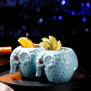 Personalità creativa elefante occhiali da Cocktail blu fatti a mano in ceramica Tiki tazza di vino bicchiere da Cocktail - Product Image 6