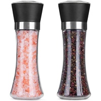 Moulin à poivre et à sel portable et réglable en plastique, manuel, avec bouteille en verre de 190 ml, accessoires de cuisine