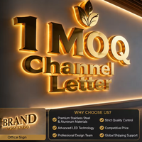 Letras de Canal 3D Iluminadas para Exteriores, Logotipos de Empresas, Letras Retroiluminadas de Acero Inoxidable, Letreros 3D