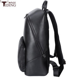 Tiding Genuine <b>Leather</b> <b>Backpack</b> Black 20-35L <b>Large</b> Capacity Business Travel Men's <b>Backpack</b> - Product Image 3