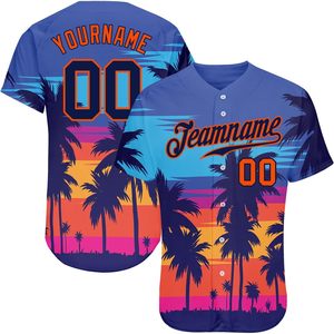 Camiseta de Béisbol Hawaiana Personalizada con Cuello en V, Palmeras Tropicales Sublimadas, Transpirable, Unisex, Ropa Deportiva para Adultos - Product Image 1