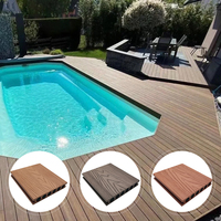 Plancher de terrasse en composite bois-plastique 3D à bords plats, 25 mm, en teck, pour extérieur, utilisé pour les piscines